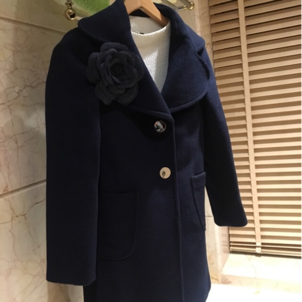 Kate spade collar detailed navy wool coat